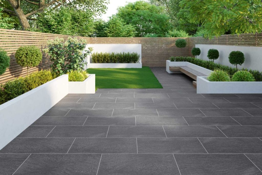 Grey outdoor slab tiles